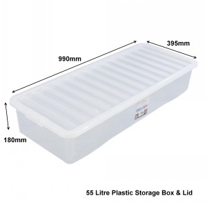Wham Crystal Plastic Storage Box & Lid Size 15 (55 Litre)